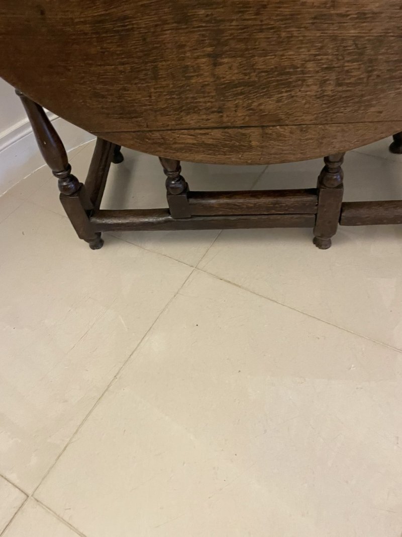 18th Century Antique Quality Oak Drop Leaf Dining Table - Image 10